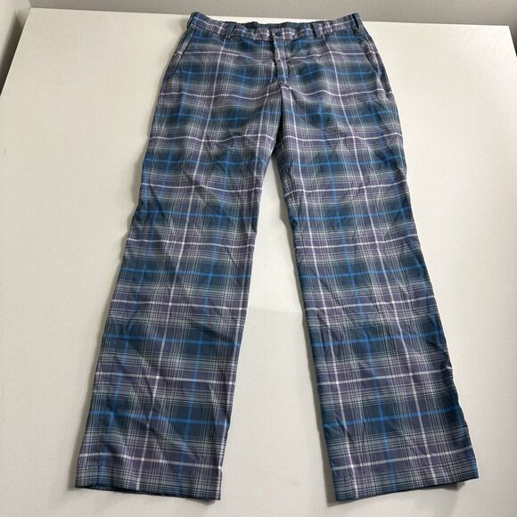 Nike Golf Men's TOUR PERFORMANCE Pants DRI-FIT Purple Plaid Size 34x32‎ Active - Picture 1 of 9